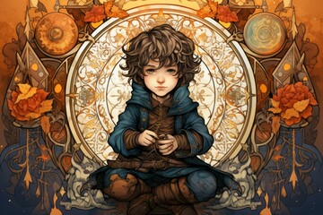 Canvas Print - A mischievous halfling rogue, known for wit, nimble fingers, and love for practical jokes. - Generative AI