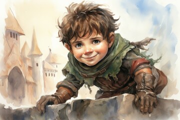 Wall Mural - A mischievous halfling rogue, known for wit, nimble fingers, and love for practical jokes. - Generative AI