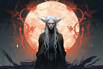 Wall Mural - A wise and ancient elven archmage, wielding spells of immense power and unparalleled wisdom. - Generative AI