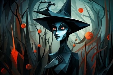 Wall Mural - A reclusive and mysterious witch, living deep in the enchanted forest and harnessing dark magic. - Generative AI