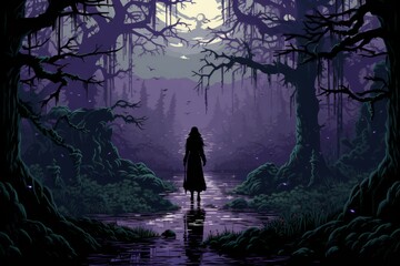 Wall Mural - A reclusive and mysterious witch, living deep in the enchanted forest and harnessing dark magic. - Generative AI