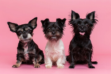 Wall Mural - Group of adorable puppies on a pink background