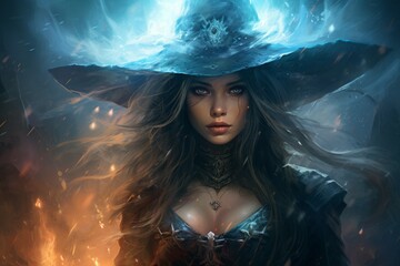 Wall Mural - a storm sorceress, with the ability to summon lightning bolts and control the weather. - generative 