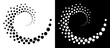 © Mykola Mazuryk - Halftone dots in spiral. Modern abstract background. Design element or icon, logo. Black shape on a white background and the same white shape on the black side.
