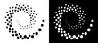 © Mykola Mazuryk - Halftone dots in spiral. Modern abstract background. Design element or icon, logo. Black shape on a white background and the same white shape on the black side.