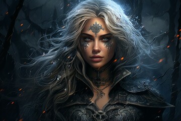 Wall Mural - A storm sorceress, with the ability to summon lightning bolts and control the weather. - Generative AI