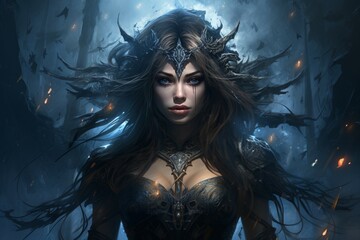 Wall Mural - A storm sorceress, with the ability to summon lightning bolts and control the weather. - Generative AI