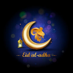 Poster - Vector greeting of eid al adha holiday. Islam muslim festival of sacrifice.