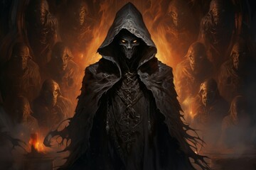 Wall Mural - A mysterious and brooding warlock, wielding shadow magic and making pacts with dark entities. - Generative AI