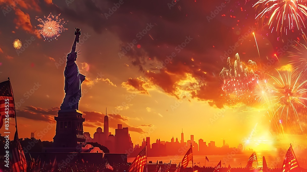 The Statue of Liberty stands tall in New York City as fireworks explode ...