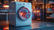 © Anna - Futuristic washing machine with digital interface in modern laundry roomю