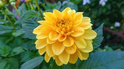 Bright yellow bloom in the garden