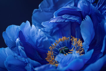 Wall Mural - A close up of a blue flower with yellow petals