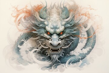 Canvas Print - A fearsome half-dragon warrior, with fiery breath and scales as tough as steel. - Generative AI