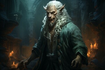 Wall Mural - A shapeshifting werewolf, torn between human nature and primal instincts. - Generative AI