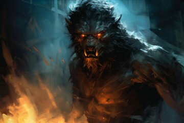 Sticker - A shapeshifting werewolf, torn between human nature and primal instincts. - Generative AI