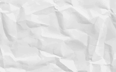 White clean crumpled paper background. Horizontal crumpled empty paper template for posters and banners. Vector illustration. 