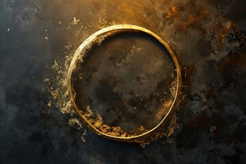 Wall Mural - A gold circle with a dark background concept, AI-generated