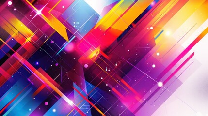 Wall Mural - Abstract background with colorfull lights. Modern Technology Background with Geometric Shapes. Sleek Lines and Neon Accents for Software Companies