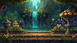 © LoFi J. - Fantasy garden level background asset, flowers and fountains, platformer game elements. 2d style