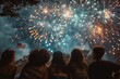 © tanapat - Celebrating American Independence Day with a group of friends watching fireworks