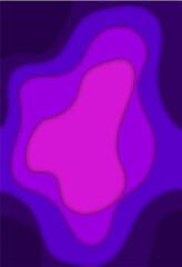 Poster - Abstract paper cut blue and purple background. Topographical map of the canyon has a light relief texture, curved layers and shadows. Paper topography template art 3d vector banner.