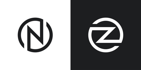 Logo design initial letters N and Z circle shape. Premium Vector