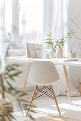 Wall Mural - modern minimalist workplace in a cozy, bright apartment in Scandinavian style