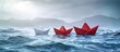 © pector - red paper ships follow on the water