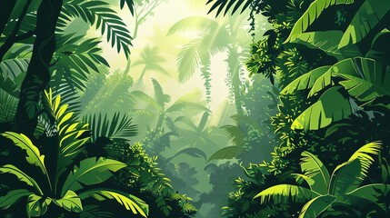 Wall Mural - a painting of a jungle scene