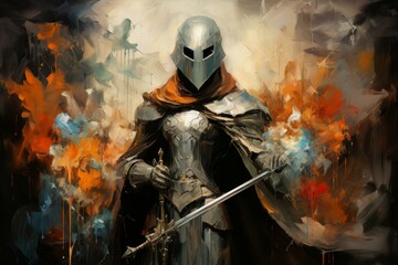 Canvas Print - A steadfast and loyal paladin, sworn to uphold justice and defend the innocent. - Generative AI