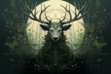 Wall Mural - A gentle and nurturing druid, attuned to the natural world and capable of commanding its forces. - Generative AI