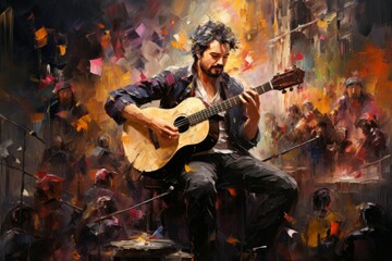 Canvas Print - A charming and persuasive bard, captivating audiences with their enchanting performances. - Generative AI