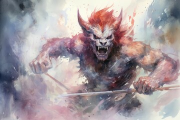 Canvas Print - A fearsome and relentless berserker, fueled by rage and striking fear into the hearts of enemies. - Generative AI