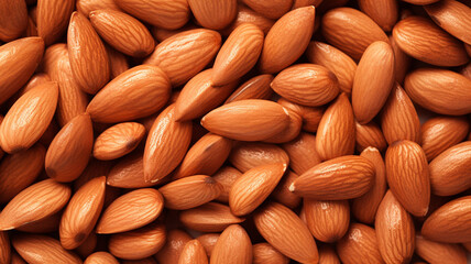 almond nuts background, top view, food concept.