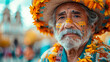 © Manu Prats - Elderly man with floral decorations, Dia de los Muertos, Mexico, cultural celebration