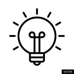 Poster - Electric light bulb, idea vector icon in line style design for website, app, ui, isolated on white background. Editable stroke. Vector illustration.
