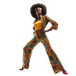 © nsit0108 - Confident young woman posing in colorful 70sinspired outfit with afro hairstyle