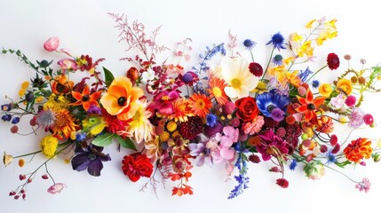 Wall Mural - Vibrant flowers arrangement on a white backdrop