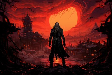 Wall Mural - A vengeful and relentless avenger, driven by a burning desire for justice and retribution. - Generative AI