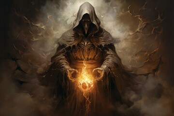 Wall Mural - a powerful and enigmatic elemental mage, commanding the forces of fire, water, earth, and air. - gen
