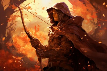 Canvas Print - A skilled and precise archer, striking with deadly accuracy from a distance. - Generative AI