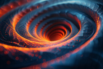 Poster - Abstract sound waves forming a spiral, radiating from a central point in gradient shades,