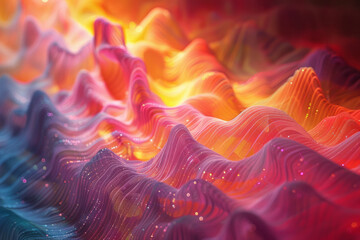 Poster - Abstract sound waves forming a symphony of colors, blending seamlessly into one another,