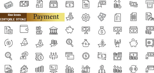 Wall Mural - bill and payment line web icons. money and coins.