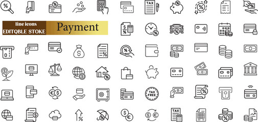 Wall Mural - bill and payment line web icons. money and coins.