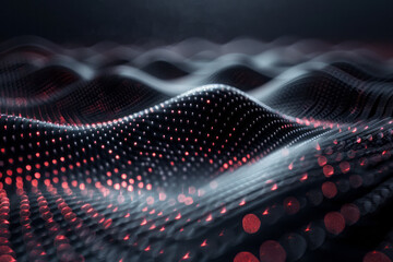 Poster - Dynamic sound waves in sharp, angular patterns, with contrasting light and dark tones,