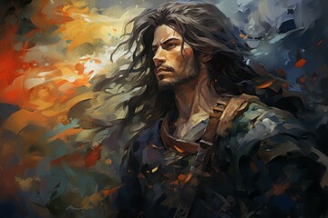 Canvas Print - A relentless and indomitable warrior, known for their unwavering resolve and unwavering loyalty. - Generative AI