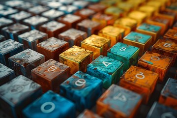 Multiple vibrant keyboard keys on display