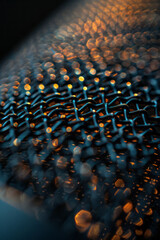 Aufkleber - Macro shot of a modern microphoneâ€™s mesh grille, capturing the fine texture and subtle reflections,